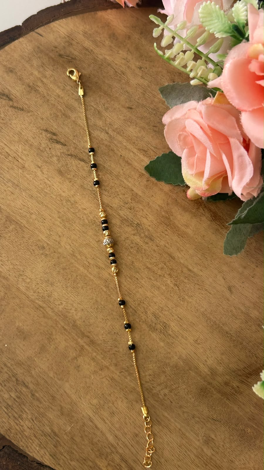 Dainty Two Tone Hand Mangalsutra with Silver and Gold Accent Beads