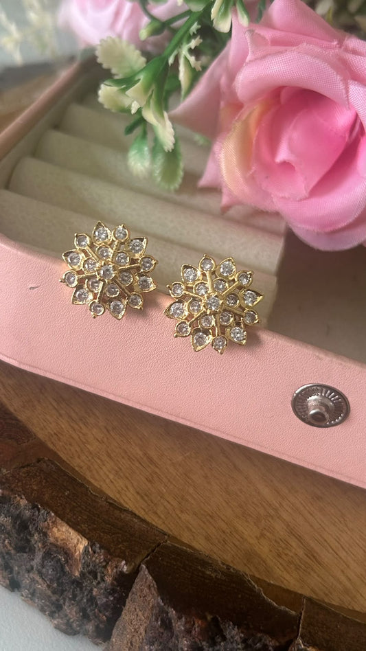 Panchaloham Polished Multi-Petal CZ Stud Earrings