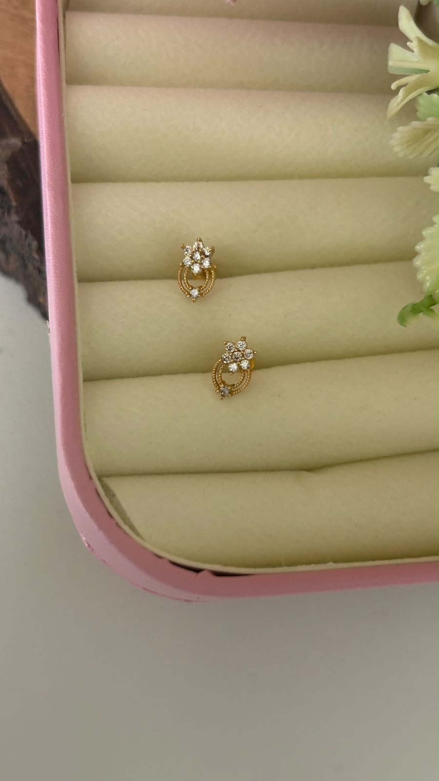 small  Flower Cluster Stud Earrings with Dangle Frame and Screw Back