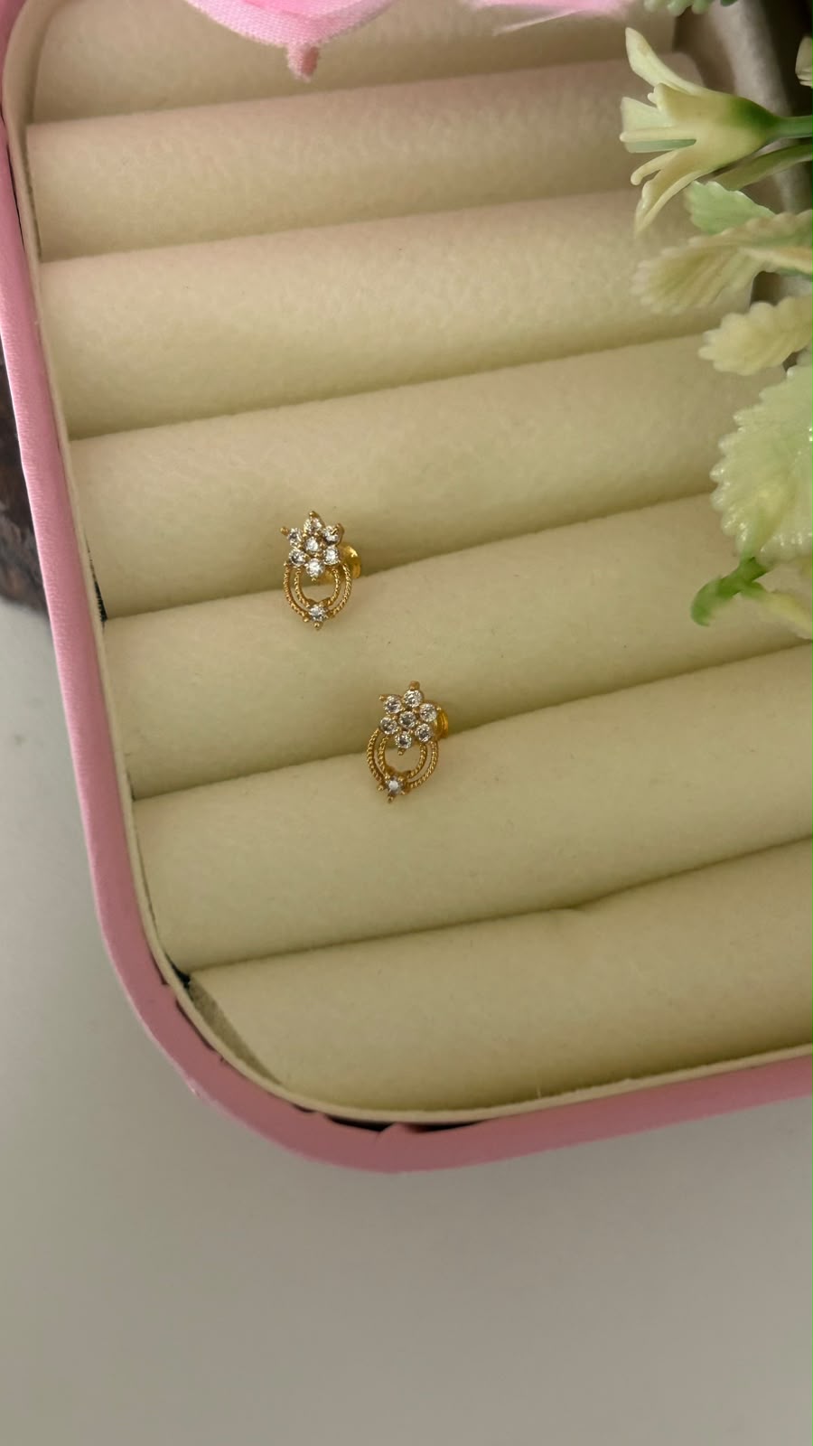 small  Flower Cluster Stud Earrings with Dangle Frame and Screw Back