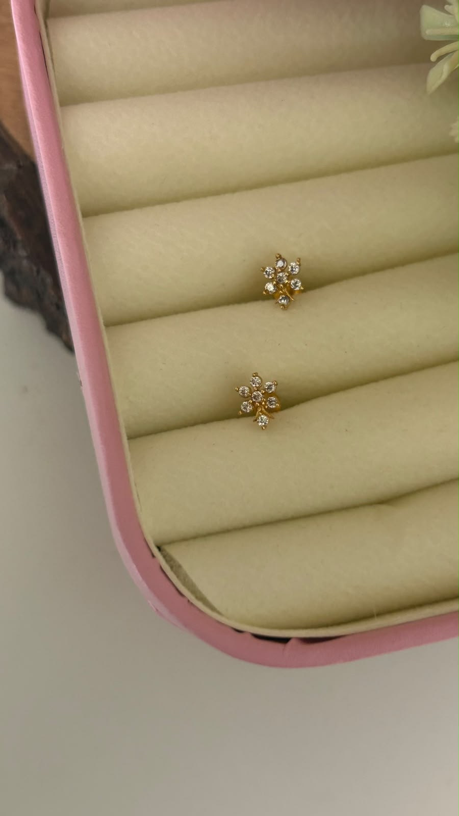 Small Premium Gold Finish Petit Crystal Floral Arrow Ear Studs for Women