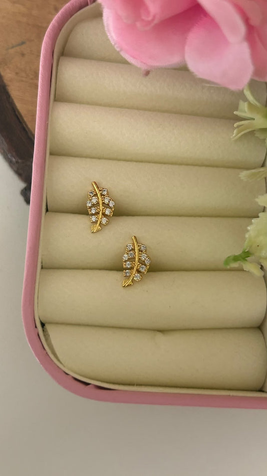 • Minimalist Mini American Diamond Olive Branch Tops in Gold Finish
