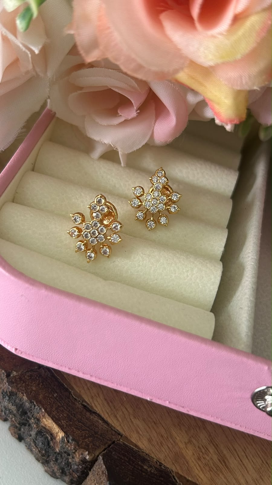Ethnic Floral Panchaloha Stone Stud Earrings – Traditional Design in small size