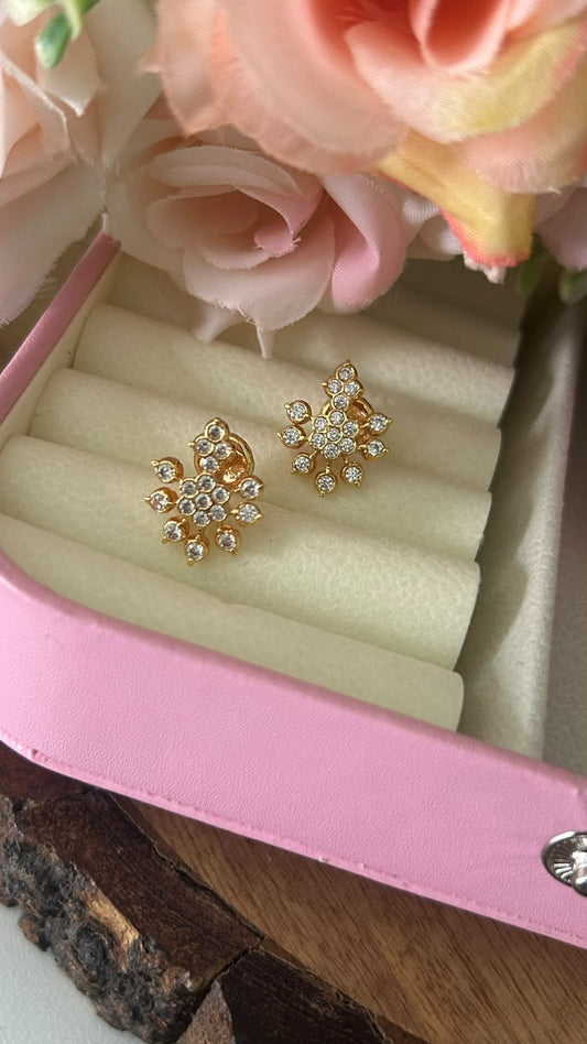 Ethnic Floral Panchaloha Stone Stud Earrings – Traditional Design in small size