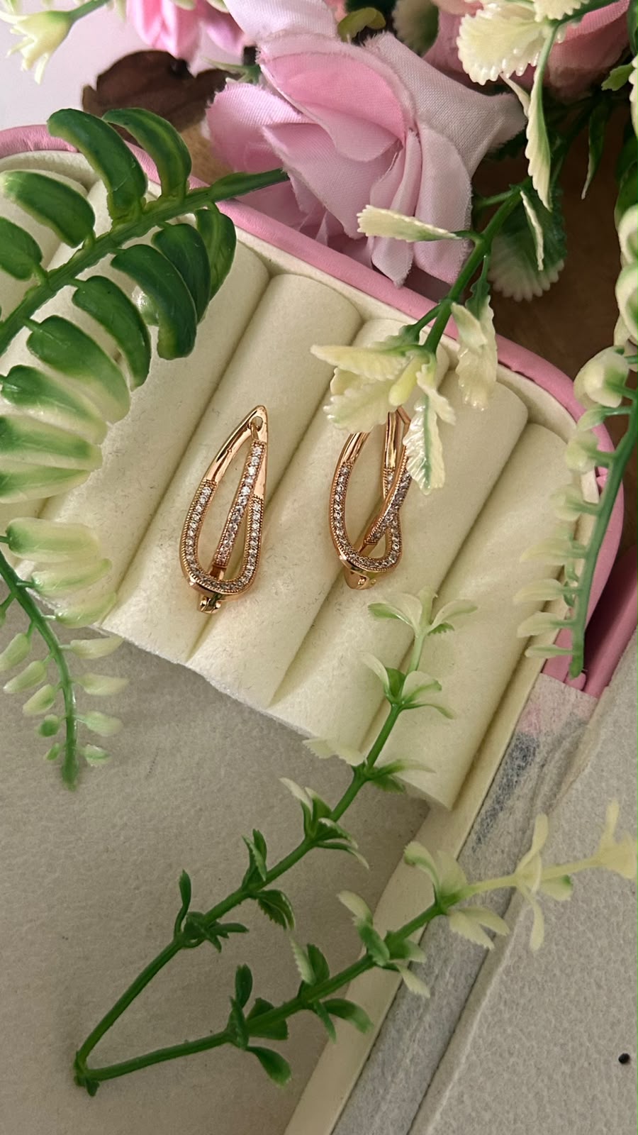 CZ Stone Double Layer Teardrop Bali Hoop Earrings for Women