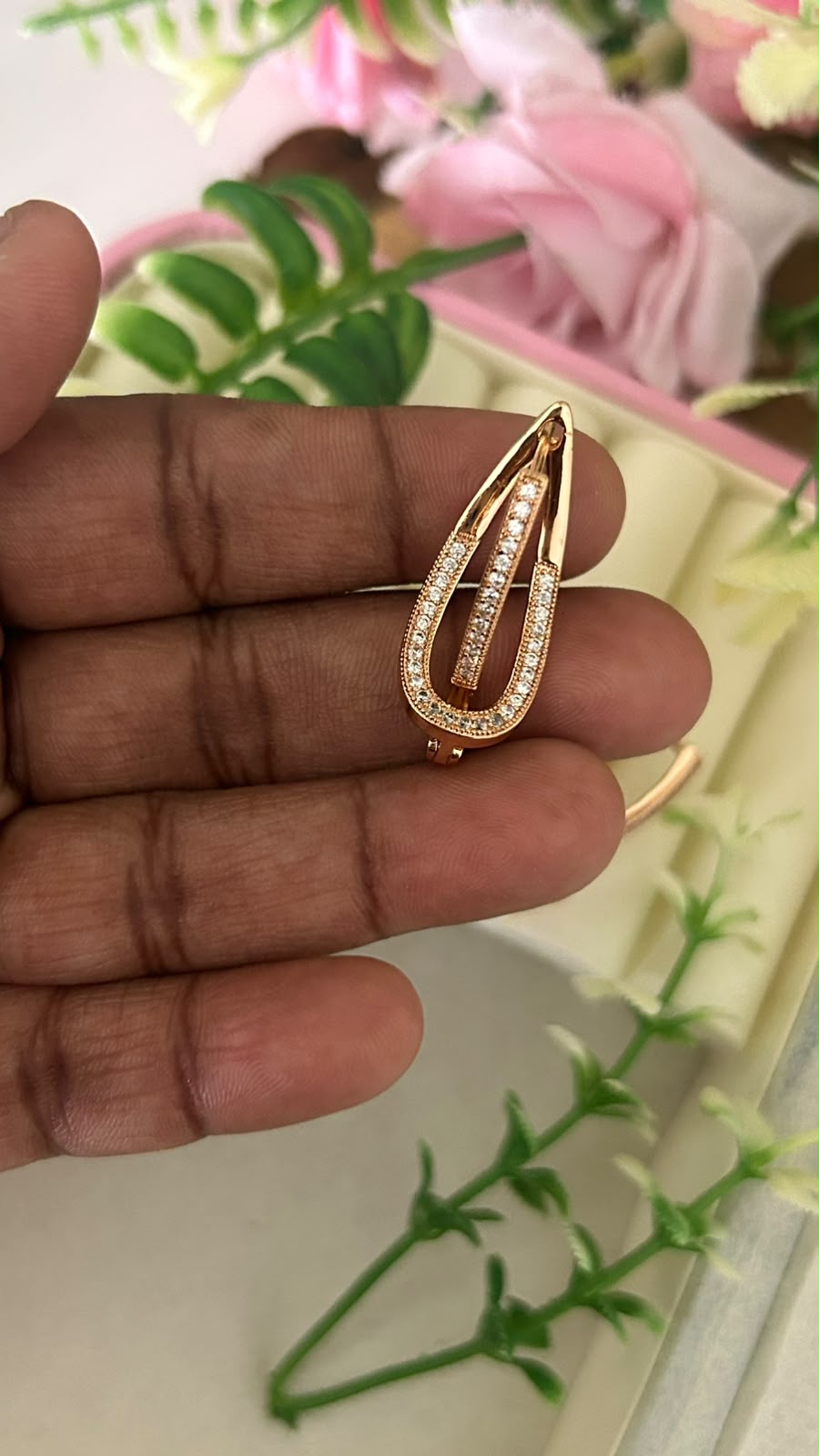 CZ Stone Double Layer Teardrop Bali Hoop Earrings for Women