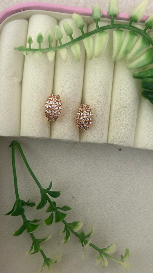 Elegant Rose Gold Finish Multi Row White CZ Stone Studded Broad Bali Hoop Earrings for Women – Party Wear Collection