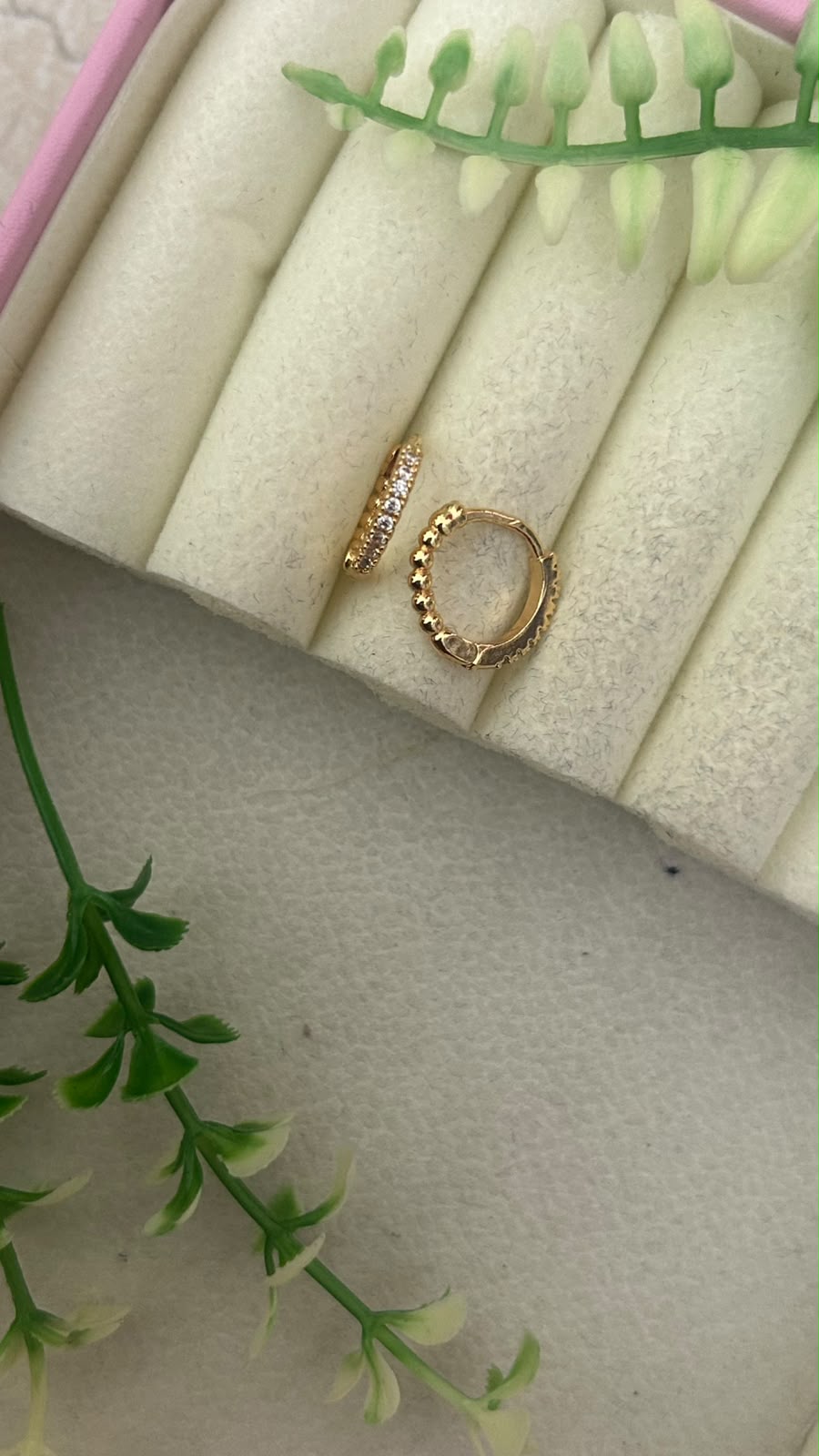 Elegant Single Row White CZ Stone Gold Finish Slim Mini Bali Hoop Earrings for Women – Classic Daily Wear
