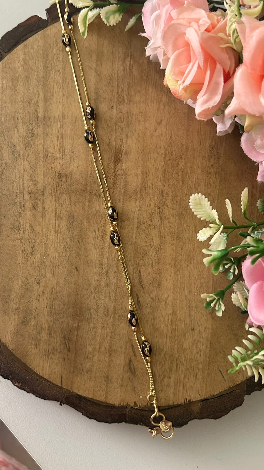 Elegant Panchaloham Unpolished Anklets with Black & Gold Enamel Beads | Traditional Designer Anklets