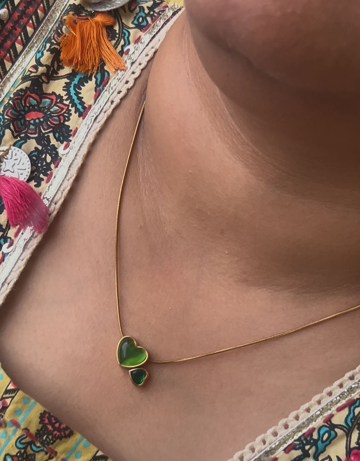 Minimalist Double Heart Pendant Necklace