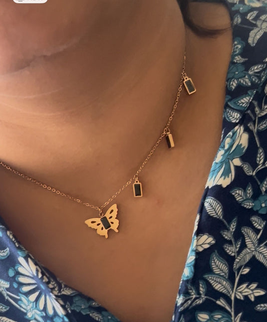 CZ chain with butterfly pendant