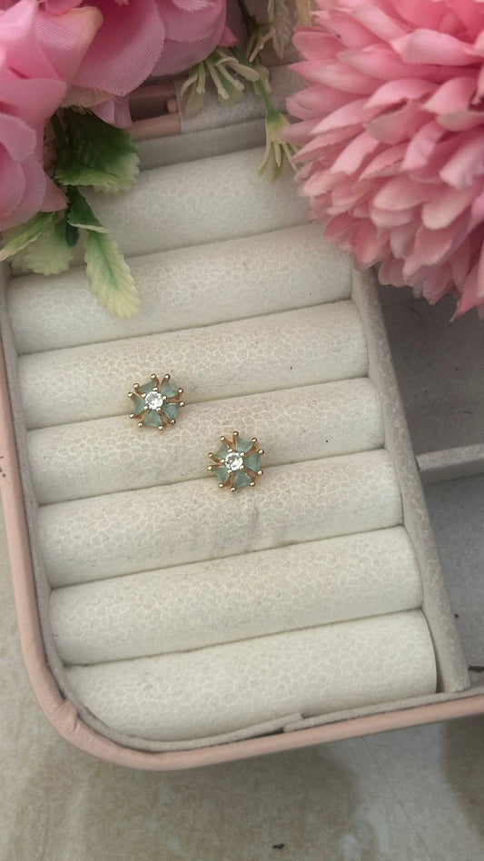 Elegant Gold-Tone Diamond Cluster Earrings for Daily Wear