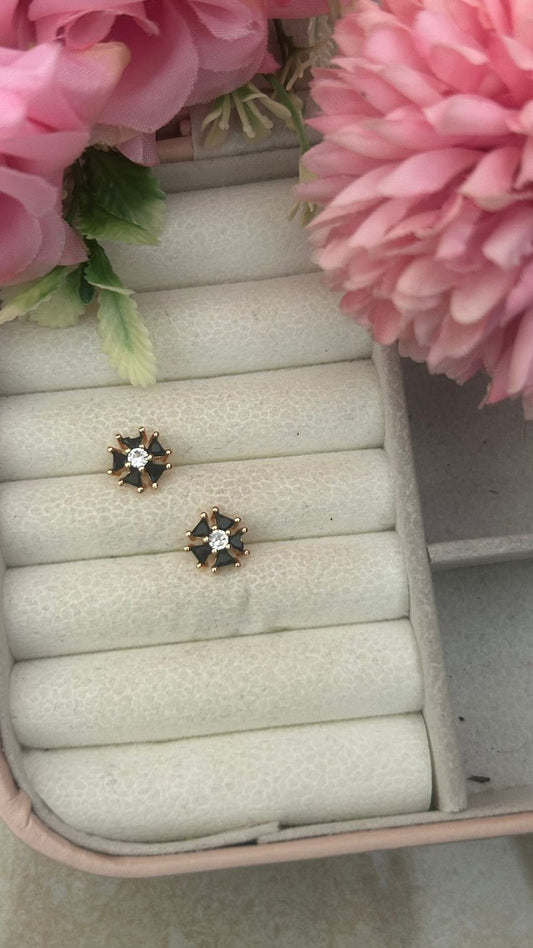 Gold-Plated Diamond Centered Studs for Girls & Women