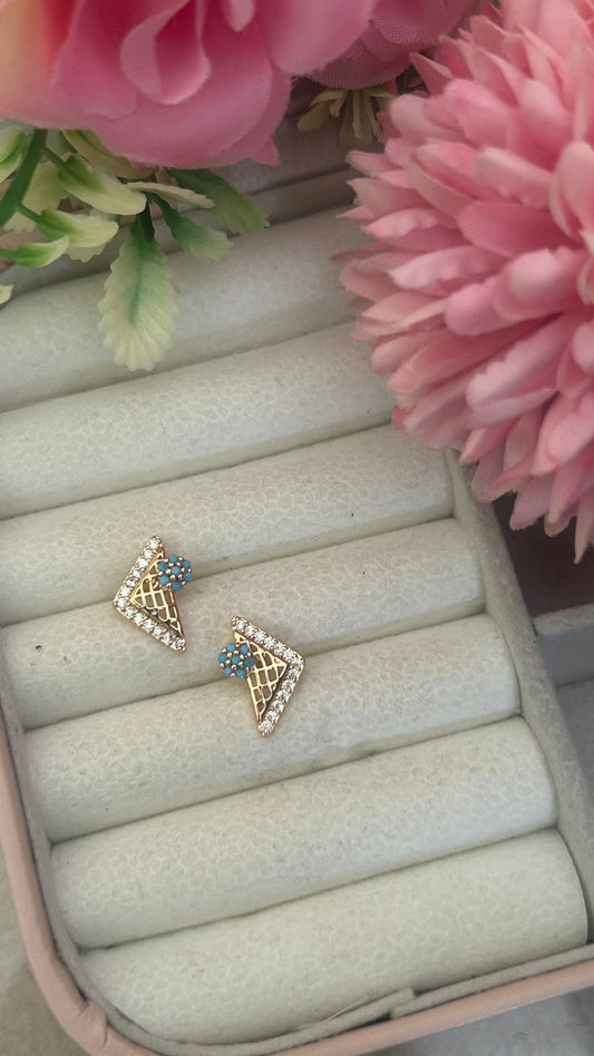 Candy Cone Crystal Stud Earrings – Fun Gold Mini Studs for Women & Girls