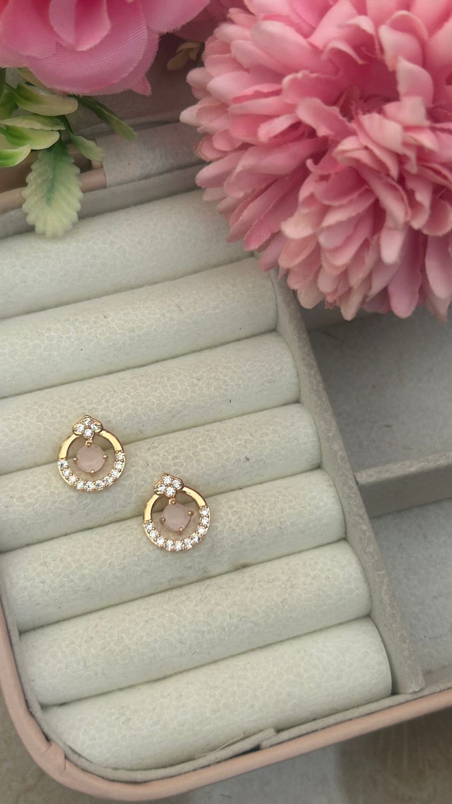 Radiant Halo Stud Earrings – Round CZ Accents with Colorful Center Stones