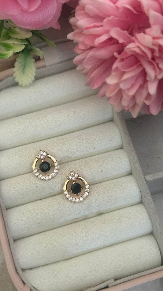 Radiant Halo Stud Earrings – Round CZ Accents with Colorful Center Stones