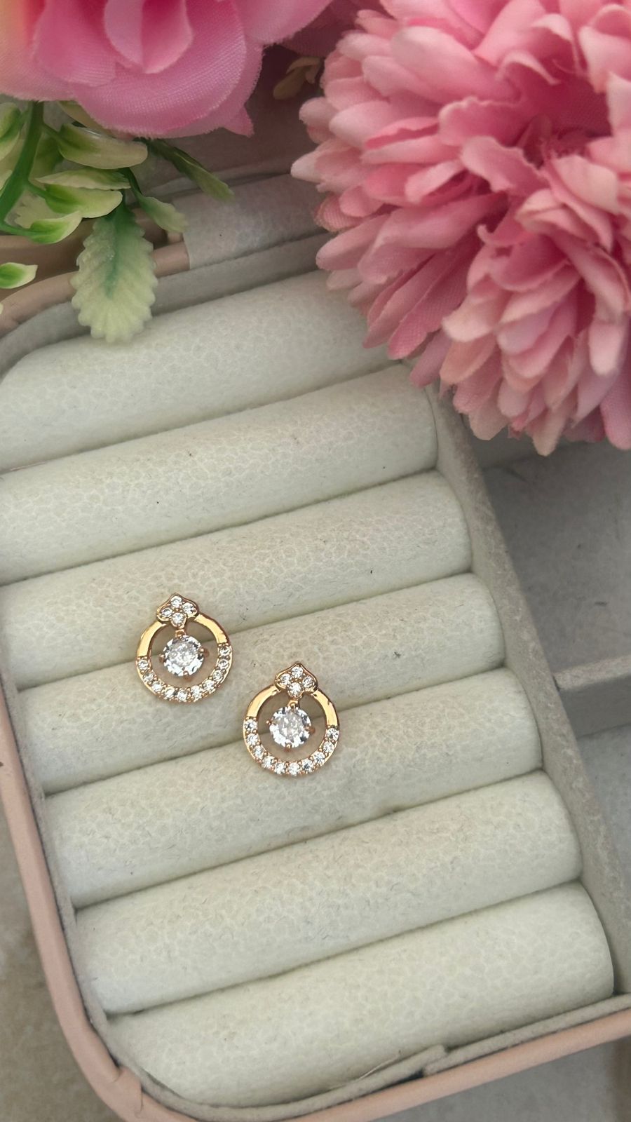Radiant Halo Stud Earrings – Round CZ Accents with Colorful Center Stones