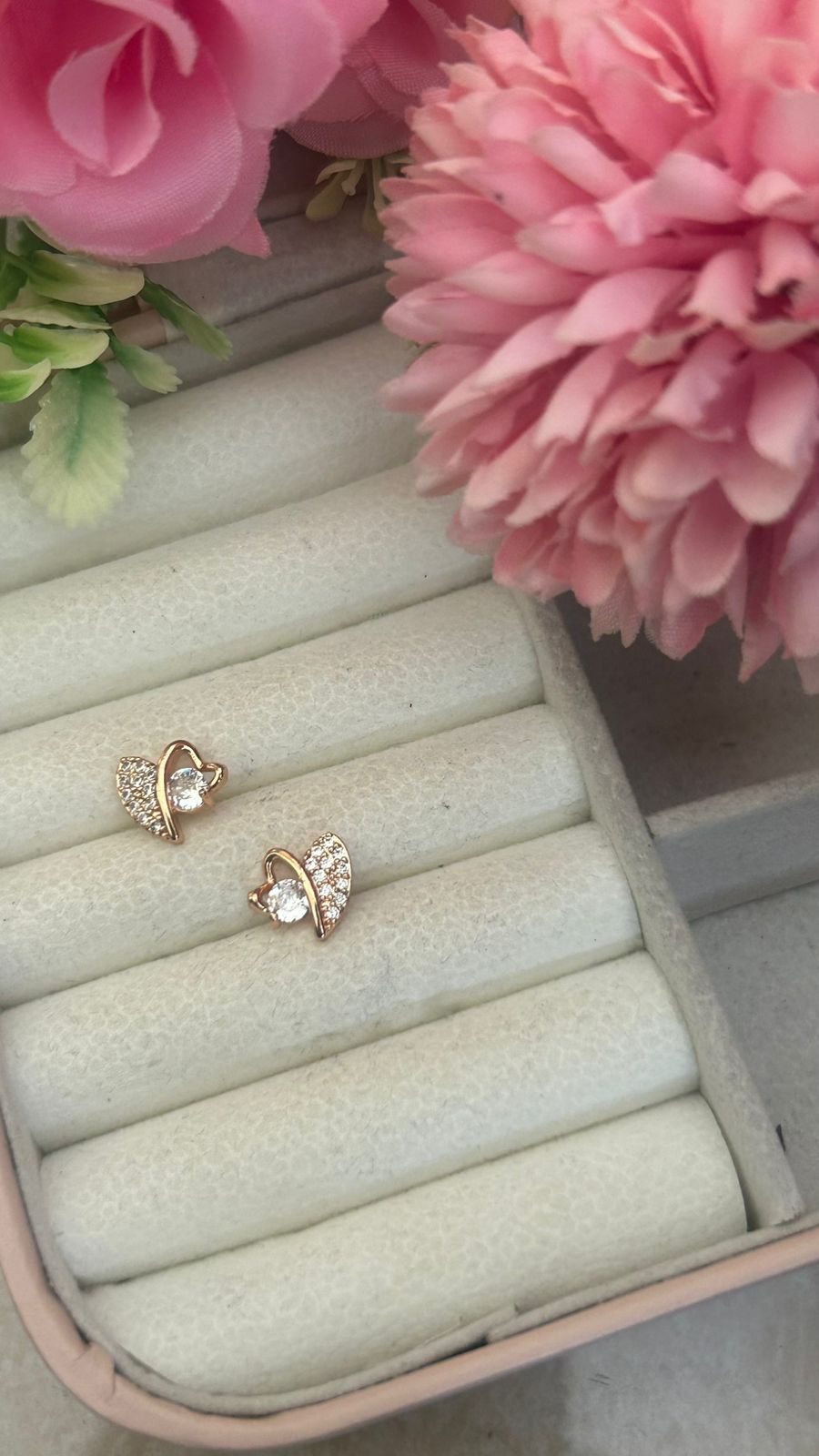 Radiant heart-shaped earrings with sparkling stones