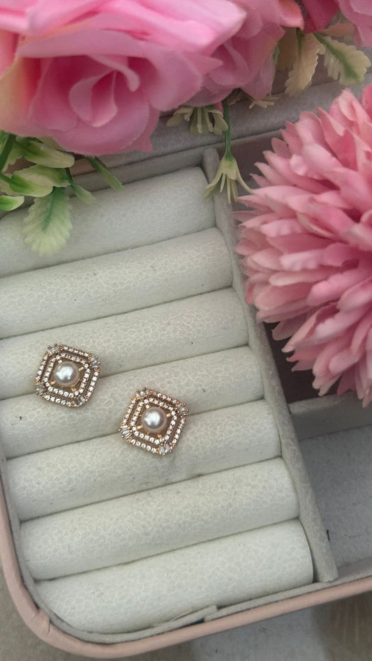 Star Sparkle Drop Earrings – Diamond-Shaped CZ Studded Danglers in Gold Finish