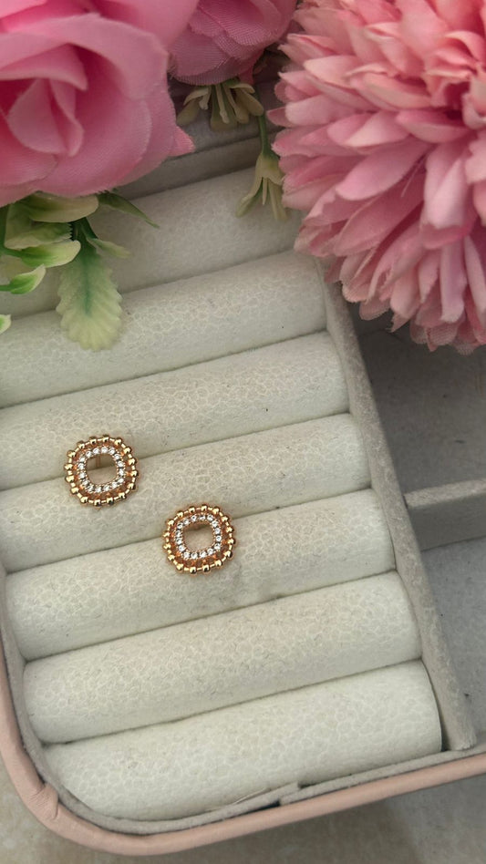 Golden Halo CZ Stud Earrings for Women