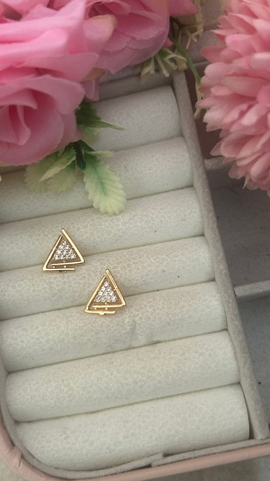 Geometric CZ Crystal Gold Plated Earrings for Women