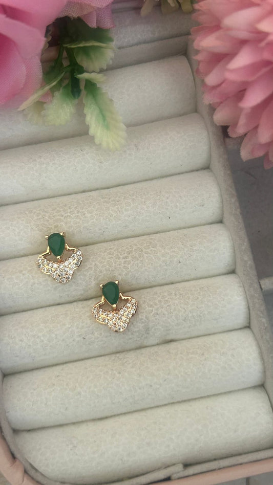 Midnight Teardrop Crown Studs – CZ Pavé Gold Earrings