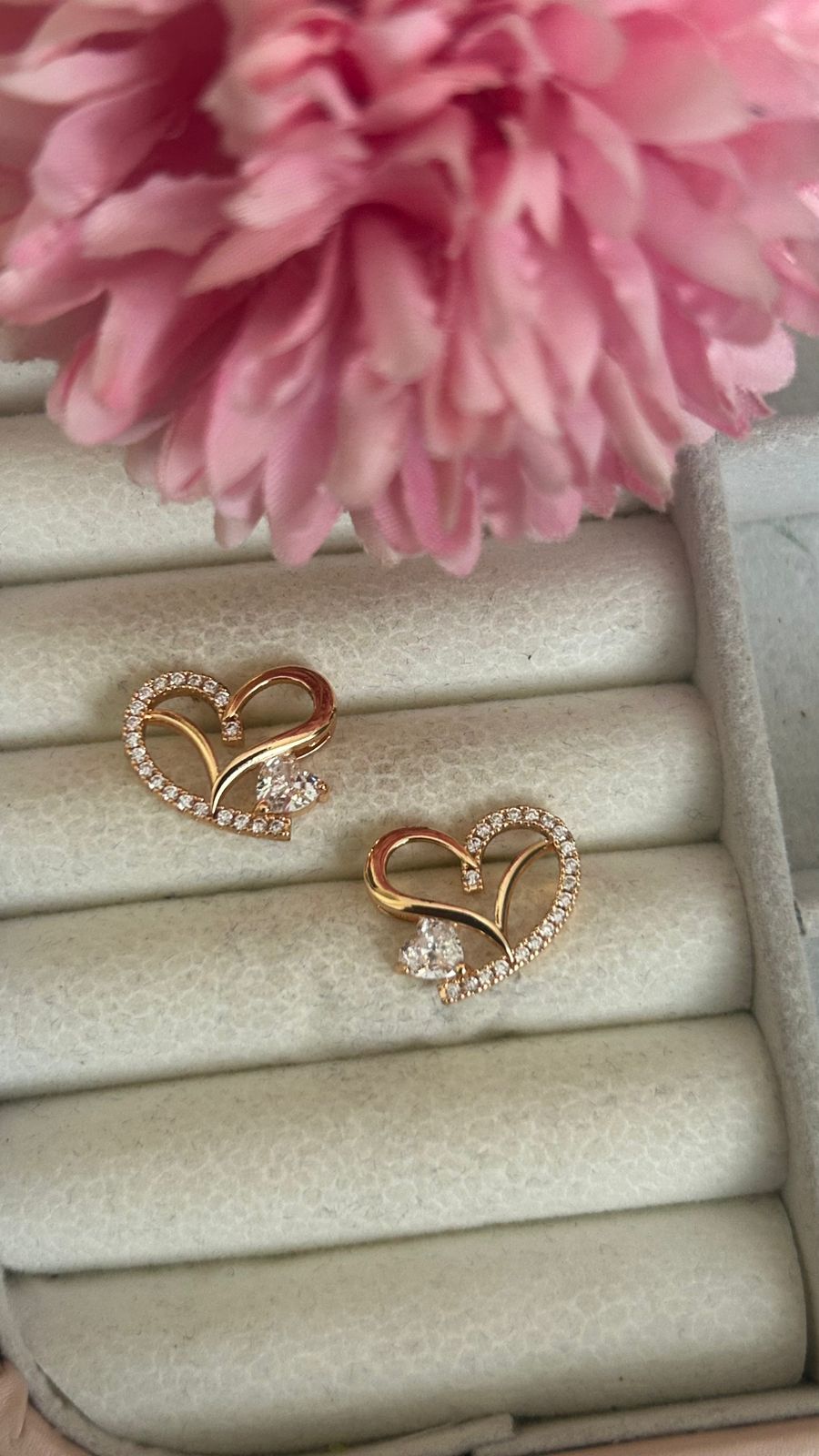 Golden Embrace Heart Earrings – CZ Stone Elegance