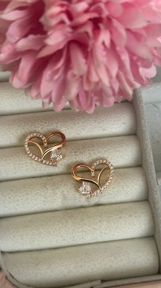 Golden Embrace Heart Earrings – CZ Stone Elegance