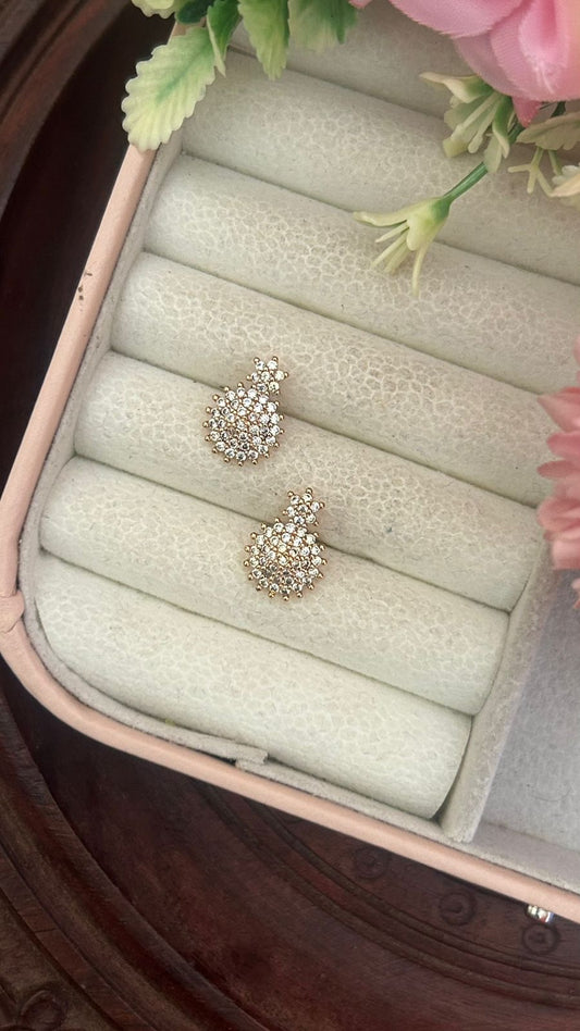 Elegant Teardrop CZ Stud Earrings – Dainty Crystal Cluster Design for Women