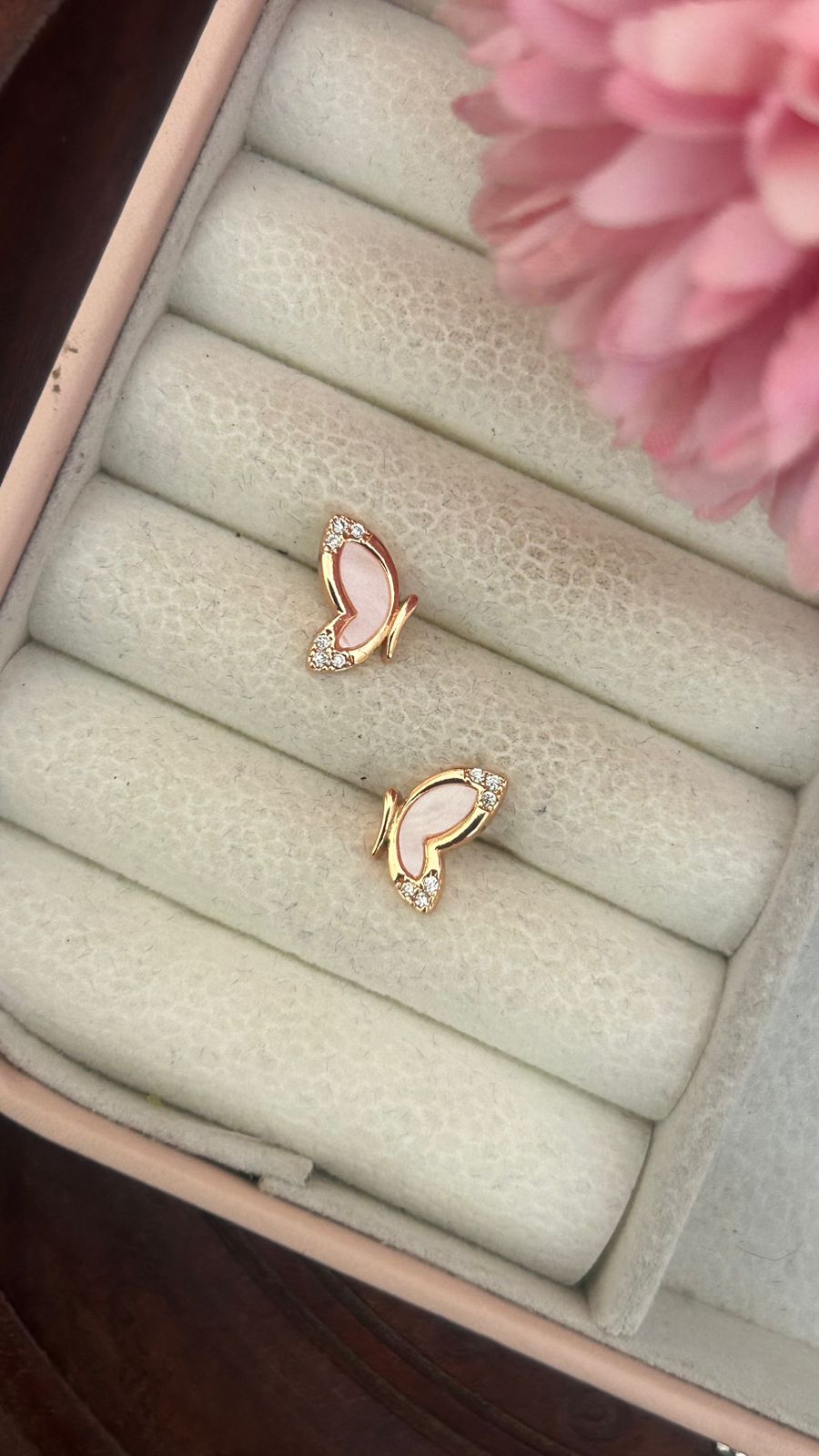 Crystal Edge Twin Triangle Stud Earrings – CZ Accented Geometric Gold Studs