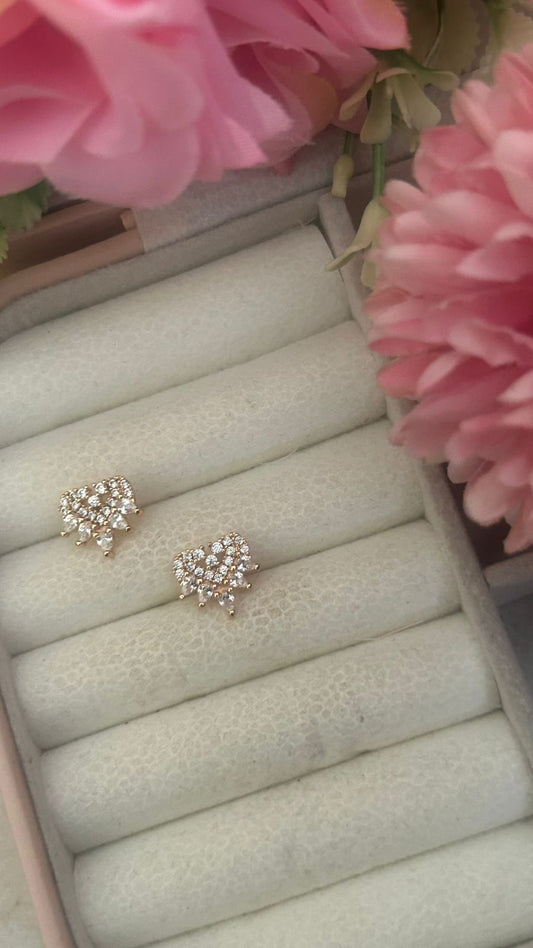 Twilight Heart Studs – Dazzling Love Sparkle in Petite Design