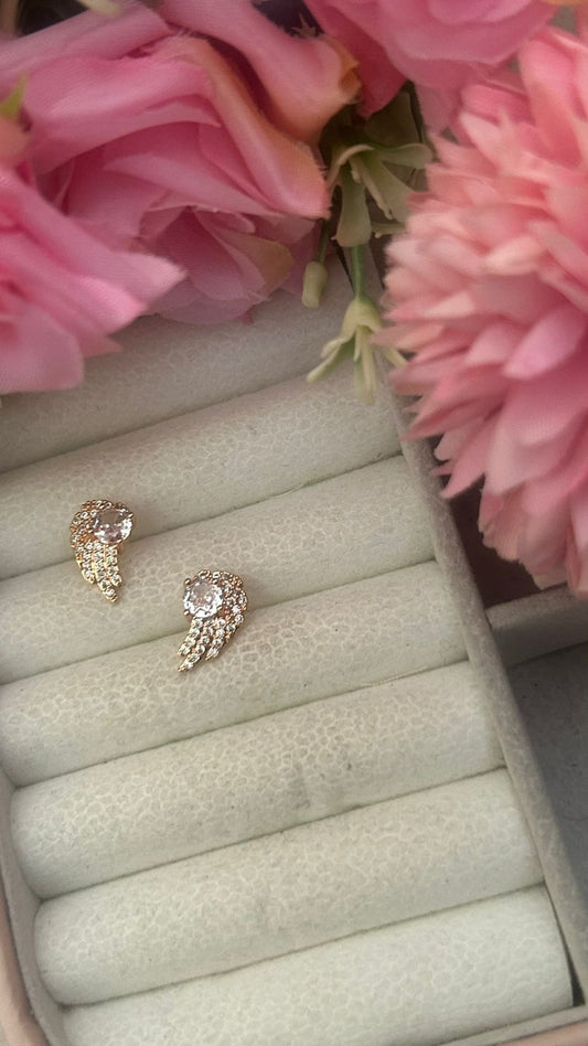 Angel Whisper Studs – Winged Sparkle Earrings with Crystal Accent