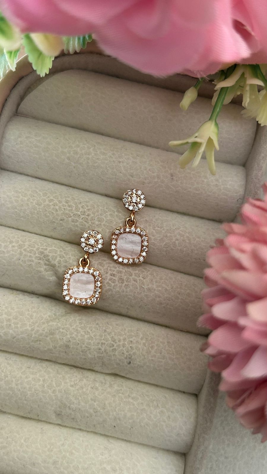 Elegant Crystal Drop Earrings with CZ Halo