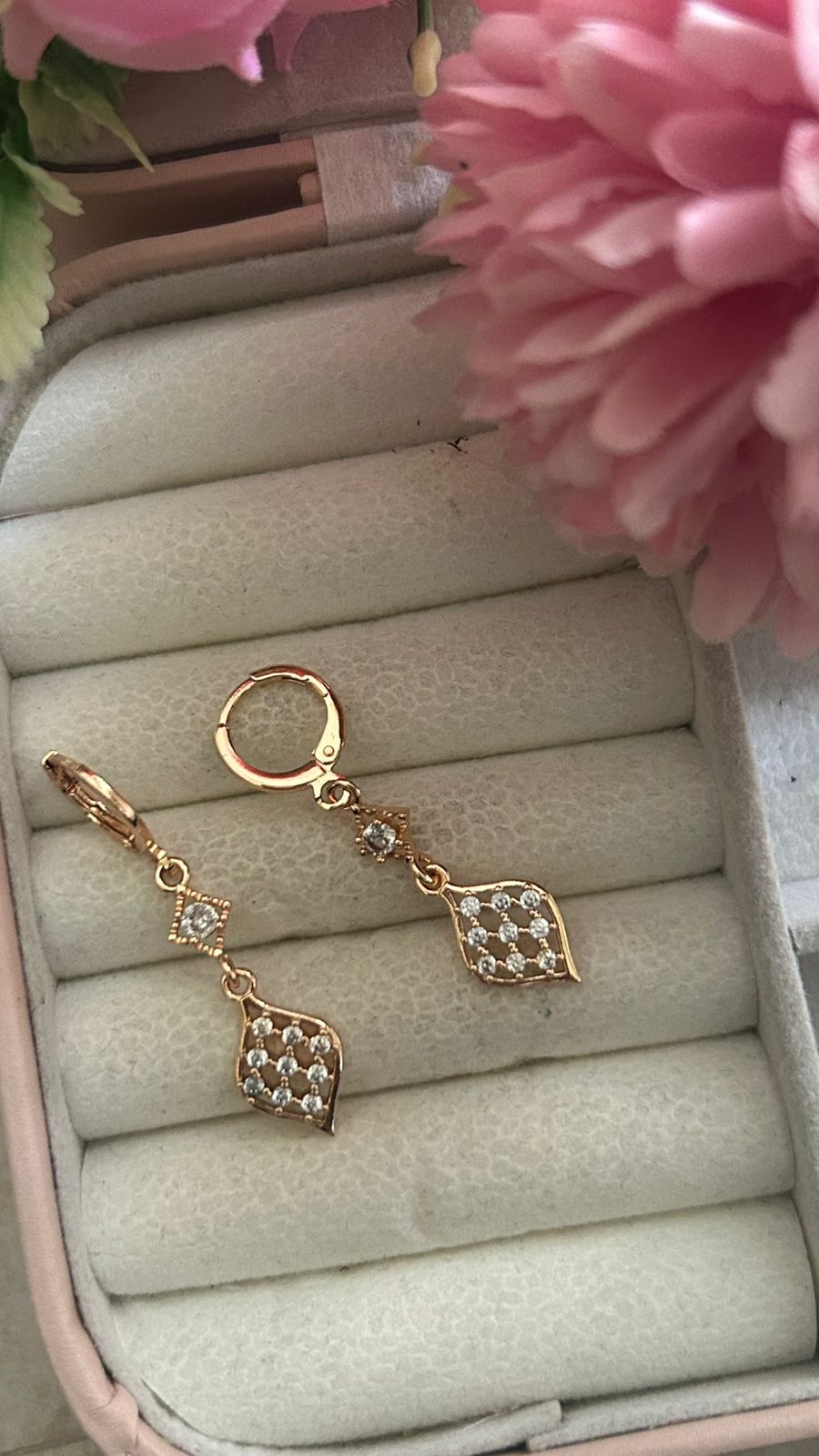 Geometric CZ Drop Dangler Earrings