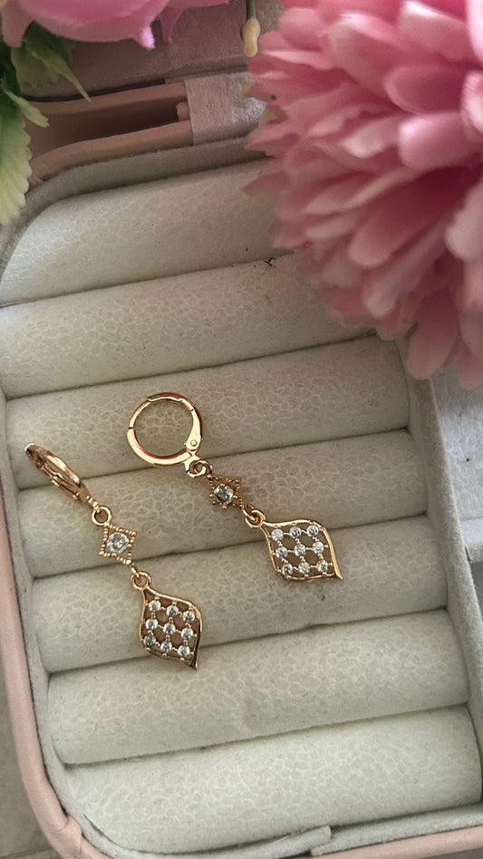 Geometric CZ Drop Dangler Earrings