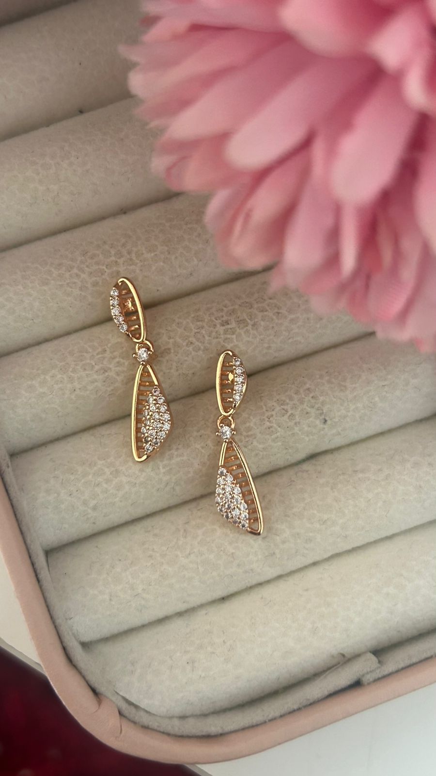Statement Geometric Earrings with Gold Polish & Zircon Shine