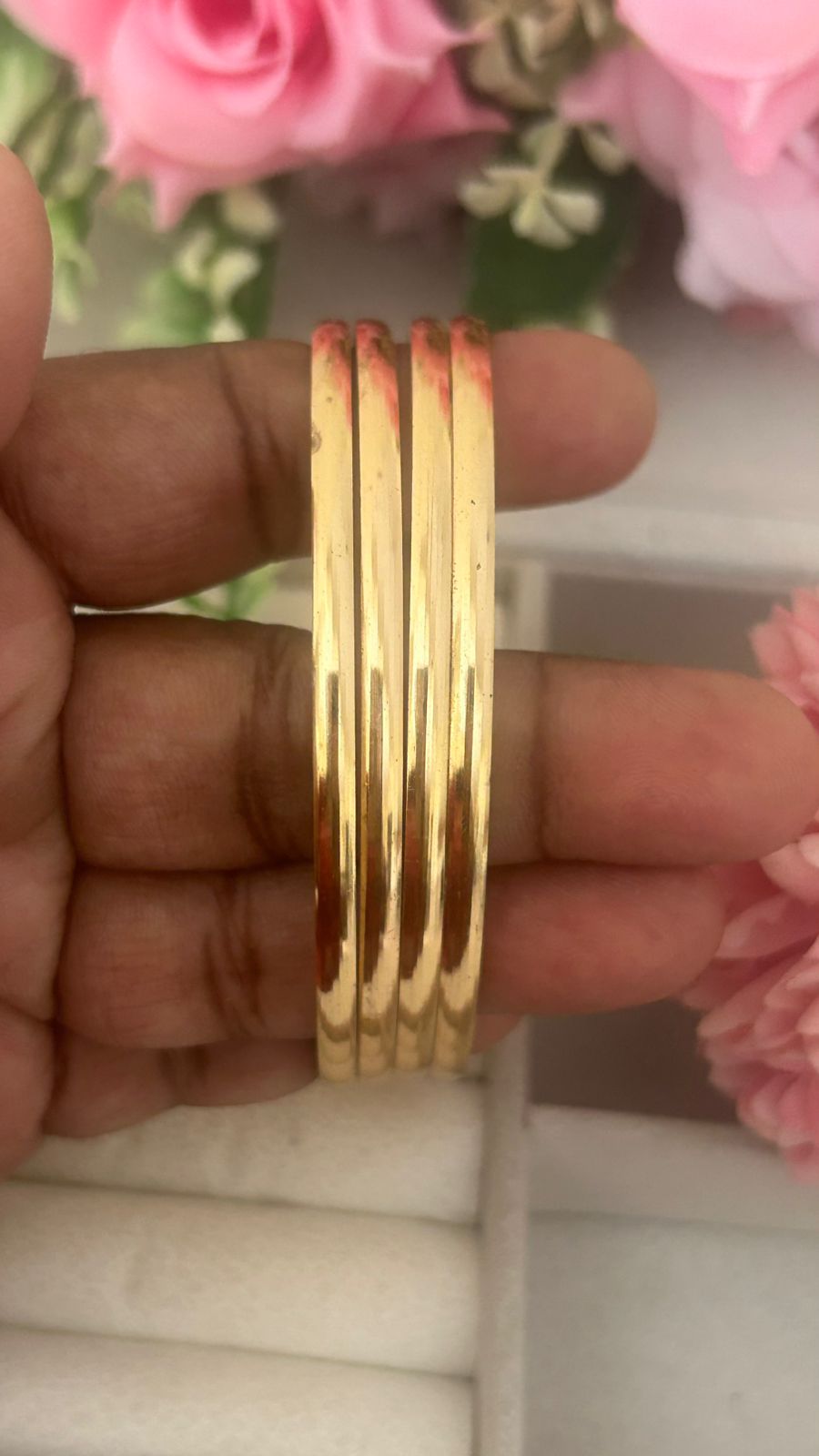 Classic Plain Panchaloham Bangles – Unpolished Traditional Finish