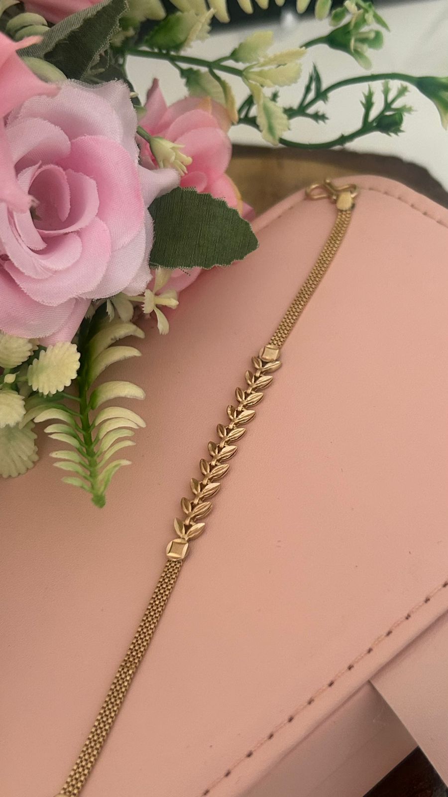 Unpolished Panchaloham Leaf Chain Bracelet