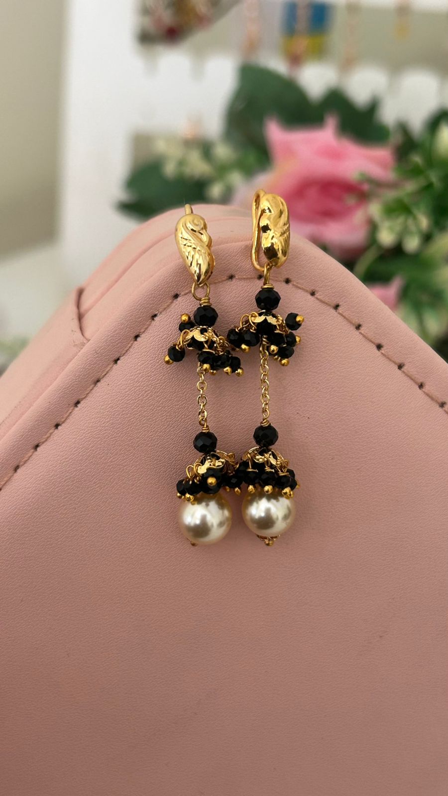 Pearl Beaded String Jhumka Earrings – Ethnic Party Jewellery