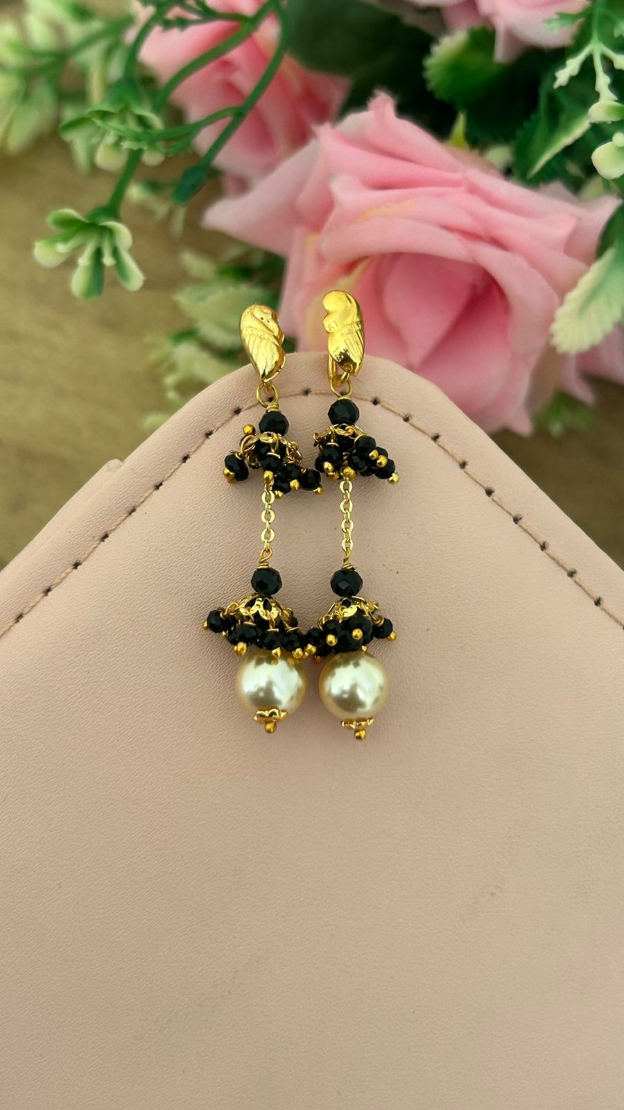 Pearl Beaded String Jhumka Earrings – Ethnic Party Jewellery