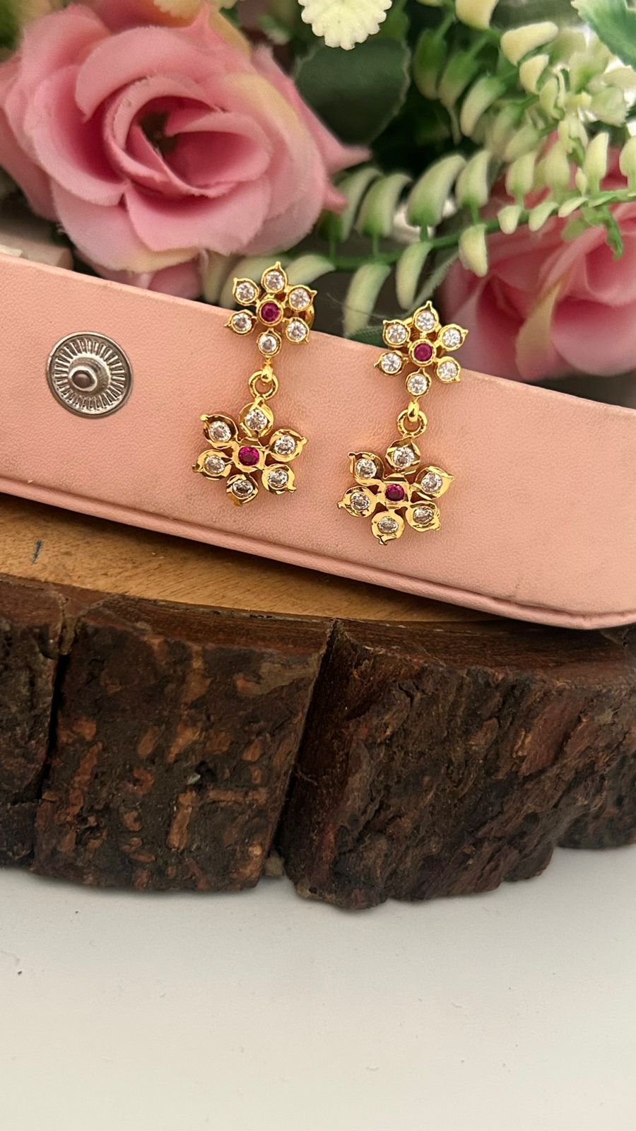 Elegant Flower Drop Panchaloham Earrings – Lightweight & Shiny Finish