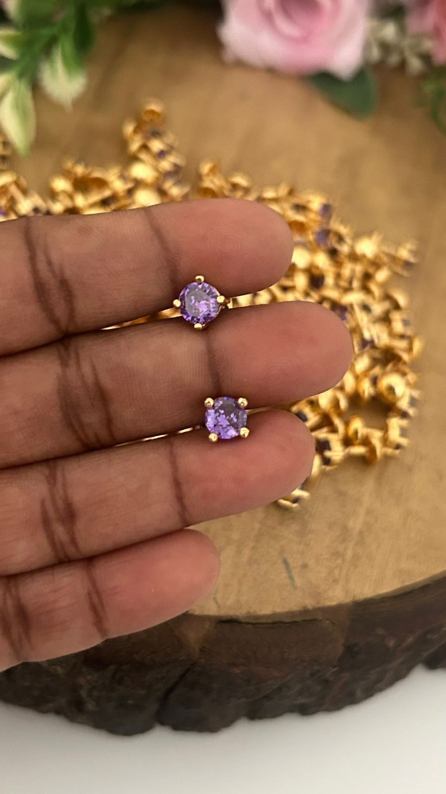 Panchaloha Stone Stud Earrings with Detachable Swarovski Pearl Drops