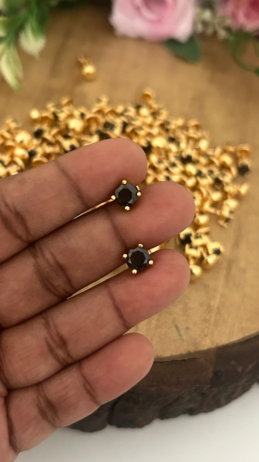 Panchaloha Stone Stud Earrings with Detachable Swarovski Pearl Drops