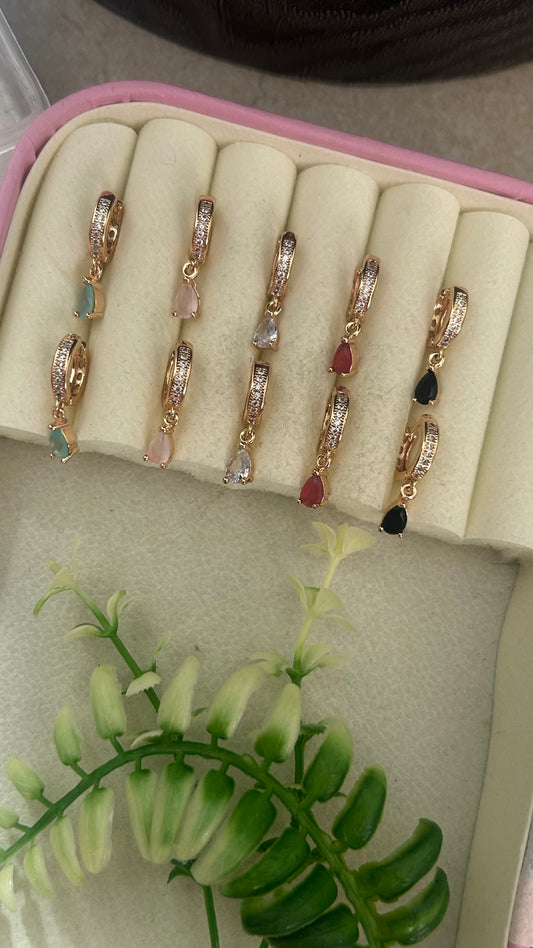 CZ Bali earrings with stone hanging
