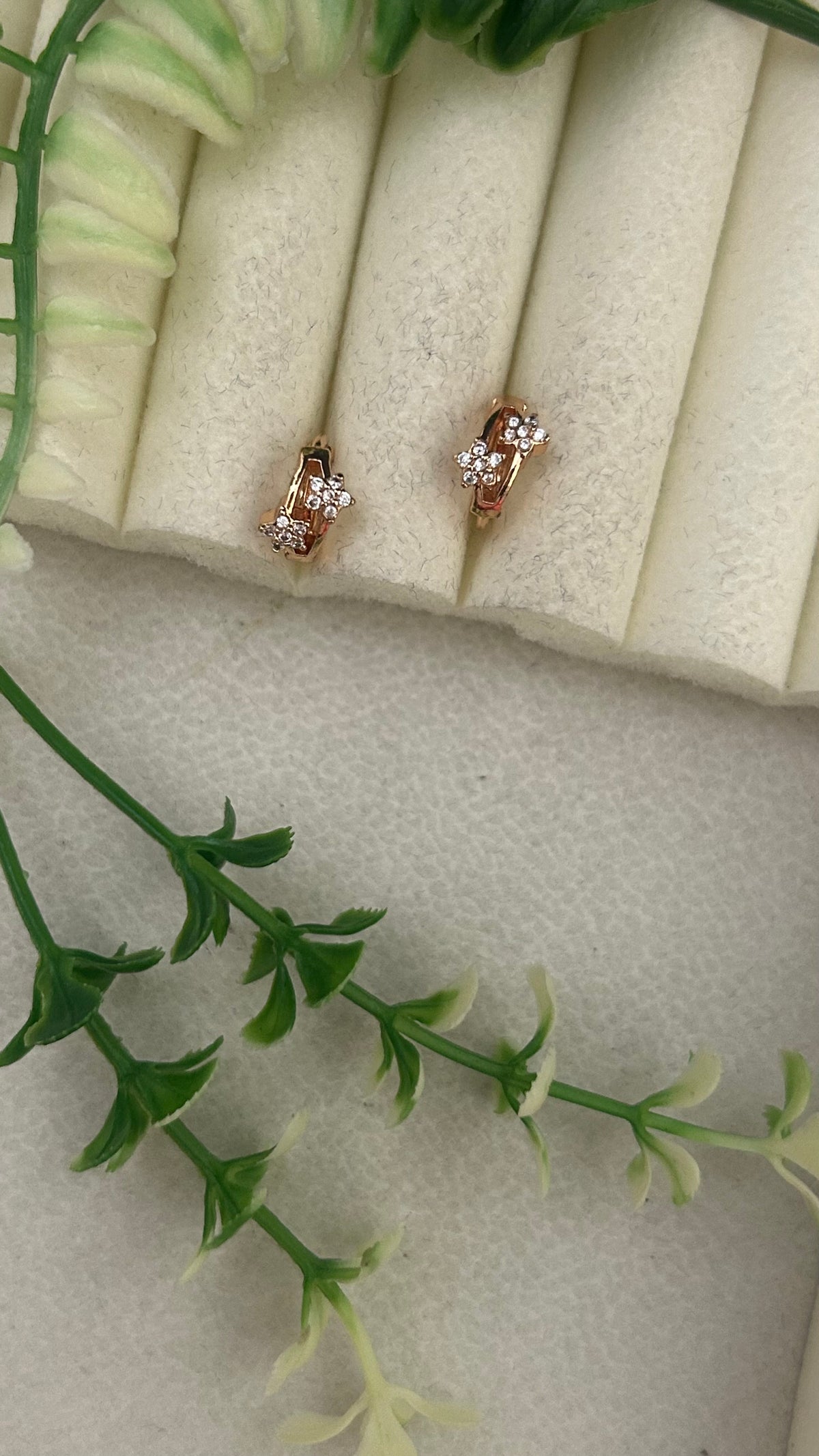CZ Star symbol gold plated Bali earrings-small