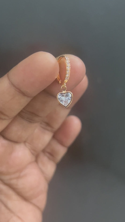 CZ single line Bali with heart hanging drop