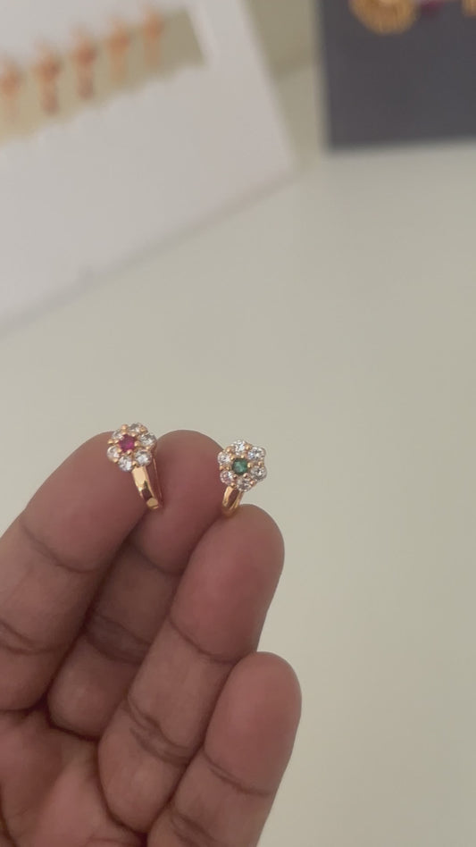 CZ pressing flower studs